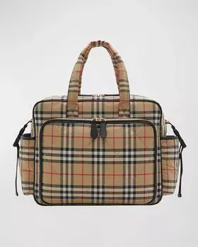 Сумка для подгузников в клетку с пеленальным ковриком Burberry, цвет Archive Beige Check