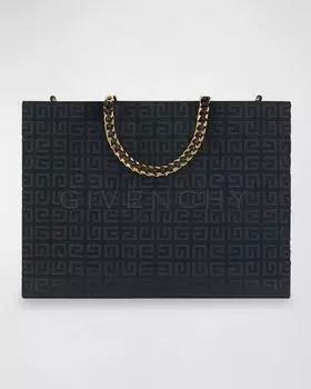 Сумка для покупок G-Tote среднего размера из парусины с логотипом 4G и ручками-цепочками Givenchy, цвет Black