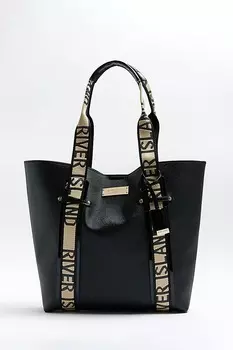 Сумка для покупок с контрастным ремешком из тесьмы River Island, черный
