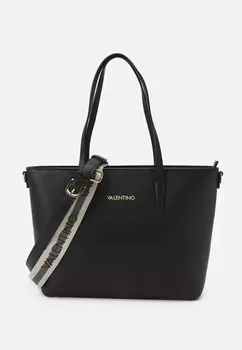 Сумка шоппер Valentino с логотипом бренда на ремне, черный