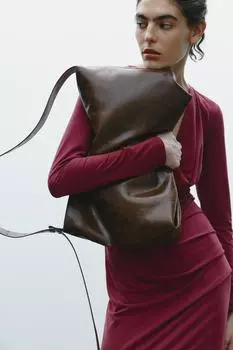 Сумка для покупок ZARA, цвет Dark tan