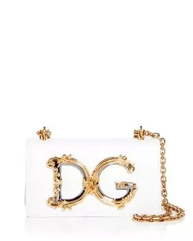 Сумка для телефона DG для девочек из телячьей кожи Dolce & Gabbana, цвет White