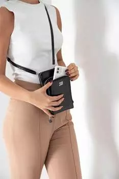 Сумка для телефона из экокожи Silver&Polo, черный