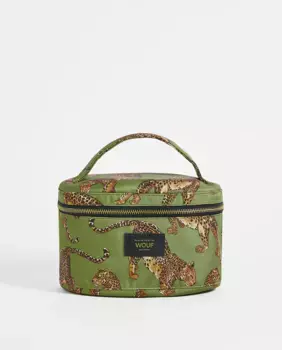 Сумка для туалетных принадлежностей размера XL с верхней ручкой и зелено-коричневым леопардовым принтом Wouf, цвет Kaki