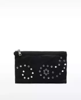 Сумка для туалетных принадлежностей с заклепками и простой застежкой-молнией Parfois, чёрный