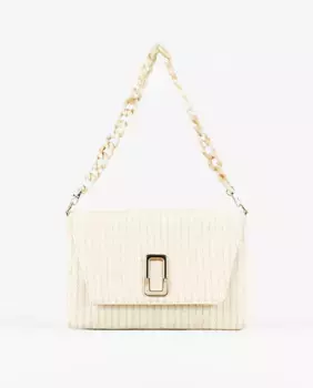 Сумка для вечеринок из рафии натурального цвета с черепаховой ручкой PACOMARTINEZ, натуральный