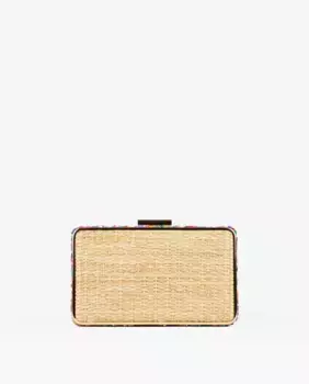 Сумка для вечеринок из рафии в стиле клатч с разноцветными стразами PACOMARTINEZ, натуральный