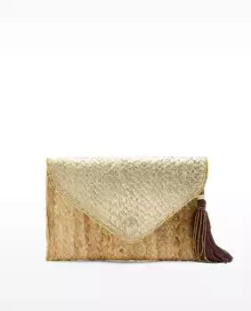 Сумка для вечеринок, трансформируемая в сумку через плечо в виде джутового конверта с магнитной застежкой Parfois, золотой