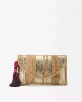 Сумка для вечеринок, трансформируемая в сумку-конверт, однотонная с магнитной застежкой и декоративной кисточкой Parfois, золотой