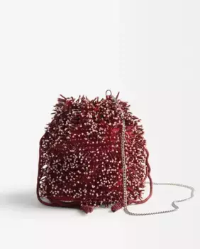 Сумка для вечеринок в шоколадном стиле, трансформируемая в сумку через плечо с бусинами и сборкой Parfois, красный