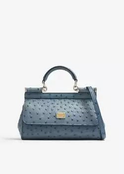 Сумка Dolce&Gabbana Small Sicily Ostrich Leather, синий