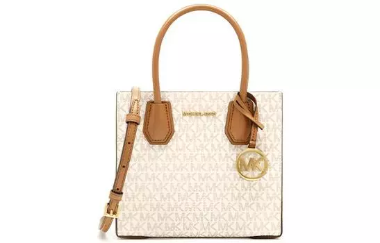 Сумка-дорожная из коровьей кожи, текстильная, женская, цвет "ваниль" MICHAEL KORS