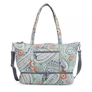 Сумка дорожная Vera Bradley Cotton Deluxe Women's, светло-бирюзовый/оранжевый
