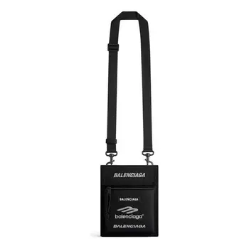 Сумка explorer small pouch with strap 'black' Balenciaga, черный