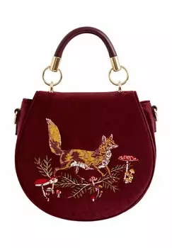 Сумка FOX MUSHROOM EMBROIDERED SADDLE-REDCURRANT FABLE ENGLAND, цвет red