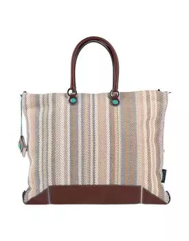 Сумка GABS плетеная в полоску, бежевый