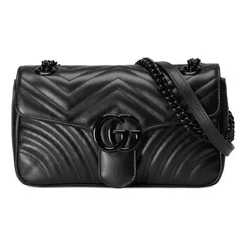 Сумка gg marmont matelasse shoulder bag small 'black' Gucci, черный