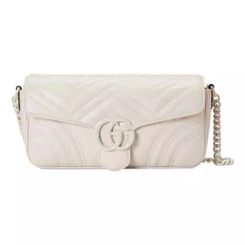 Сумка gg marmont matelasse shoulder bag 'white' Gucci, белый
