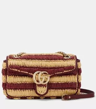 Сумка GG Marmont Medium с полосками через плечо Gucci, Natur.Ros.An/Ros.Anc
