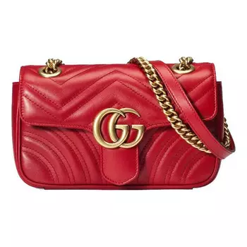 Сумка gg marmont mini shoulder bag red Gucci, красный