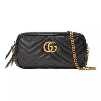 Сумка gg marmont shoulder bag mini black Gucci, черный