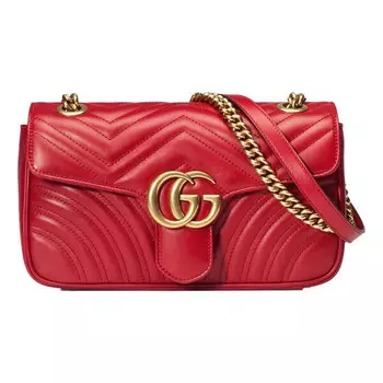 Сумка gg marmont small matelasse shoulder bag 'red' Gucci, красный