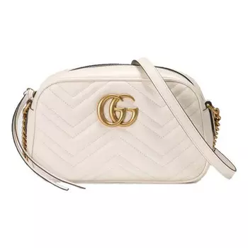 Сумка gg marmont small shoulder bag 'white' Gucci, белый