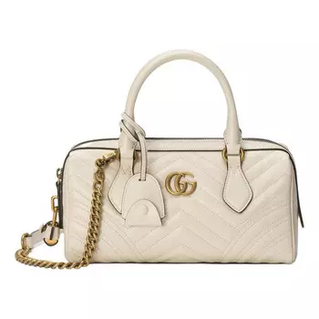 Сумка gg marmont small top handle bag 'white' Gucci, белый