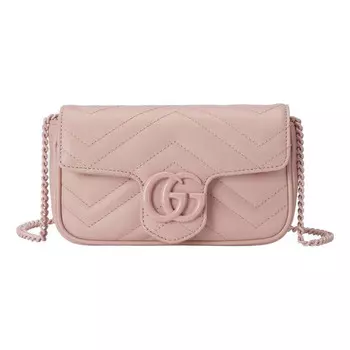 Сумка gg marmont super mini bag 'light pink leather' Gucci, розовый