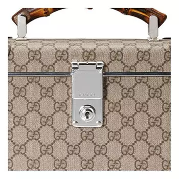 Сумка globe-trotter logo bamboo canvas handbag Gucci, бежевый