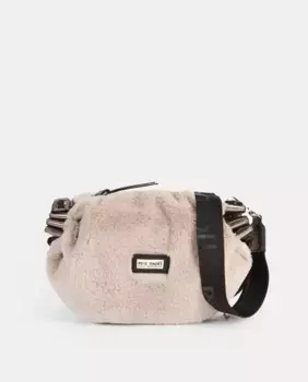 Сумка-гондола из синтетического меха с присборенной застежкой-молнией по бокам и регулируемой нейлоновой ручкой Pepe Moll, цвет Crema