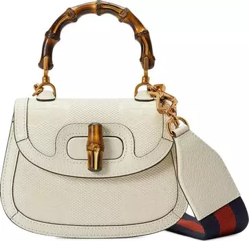 Сумка Gucci Bamboo 1947 Jumbo GG Mini Bag Off White, белый