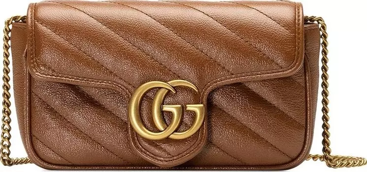 Сумка Gucci GG Marmont Matelass Super Mini Bag Brown, коричневый