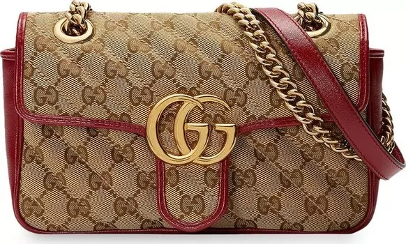 Сумка Gucci GG Marmont Mini Bag Beige/Ebony/New Cherry Red, бежевый