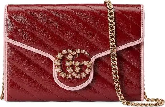 Сумка Gucci GG Marmont Mini Chain Bag Dark Red/Pastel Pink