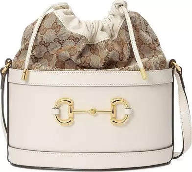 Сумка Gucci Horsebit 1955 Bucket Bag White, белый
