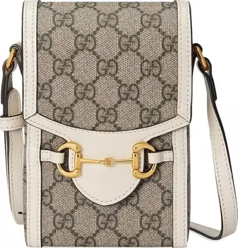 Сумка Gucci Horsebit 1955 Mini Bag Beige/Ebony/White, бежевый