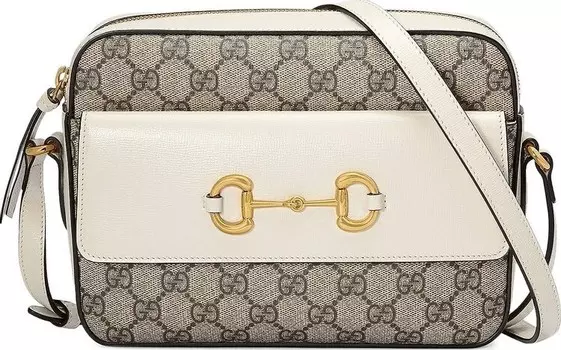 Сумка Gucci Horsebit 1955 Small Shoulder Bag White/Beige/Ebony, белый