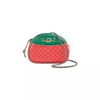 Сумка Gucci Laminated Leather Mini Bag Green/Red, зеленый