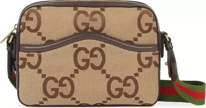 Сумка Gucci Messenger Bag With Jumbo GG Camel/Ebony, кэмел