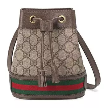Сумка Gucci Ophidia Mini Bucket, коричневый