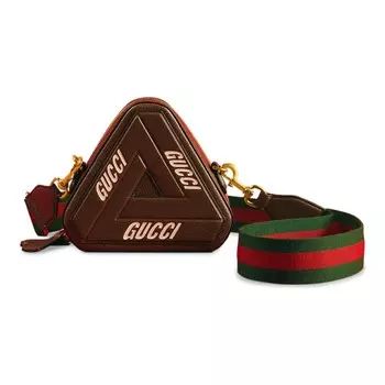 Сумка Gucci x Palace Leather Tri-Ferg Small Shoulder With Web Strap, коричневый