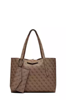 Сумка Guess шоппер с кошельком, коричневый