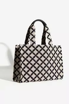 Сумка H&M Cotton Blend Tote, бежевый/черный