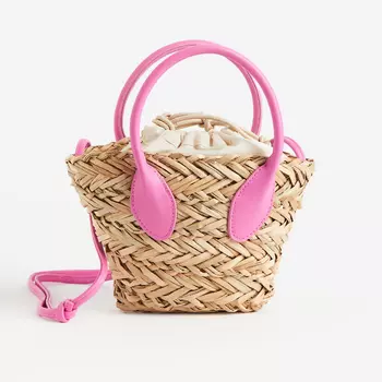 Сумка H&M Shoulder with Drawstring, бежевый/розовый