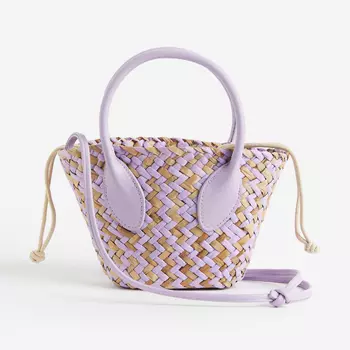 Сумка H&M Shoulder with Drawstring, бежевый/сиреневый