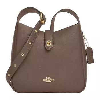 Сумка Hadley из шагреневой кожи на одно плечо, женская, темно-умбового цвета COACH