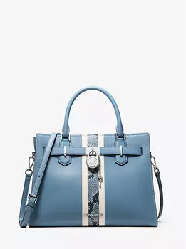 Сумка Hamilton среднего размера из кожи с тиснением под змею Michael Kors, синий