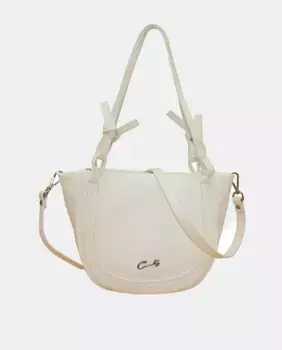 Сумка-хобо Chef с ремнями-молниями и узлами на ручках Cats, белый