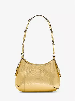 Сумка-хобо через плечо Bardot Mini из металлизированной кожи с тиснением под питона Michael Kors, золотой